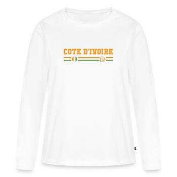 COTE D'IVOIRE drapeau et emblème. Supporters - T-shirt manches longues Premium bio Femme - blanc - Devant - Julia (174cm)
