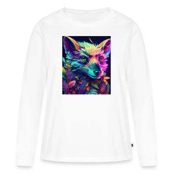 Renard de la forêt néon - T-shirt manches longues Premium bio Femme - blanc - Devant - Julia (174cm)
