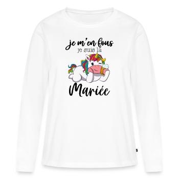 Je Suis La Future Mariée Licorne EVJF Bride Fille - T-shirt manches longues Premium bio Femme - blanc - Devant - Julia (174cm)