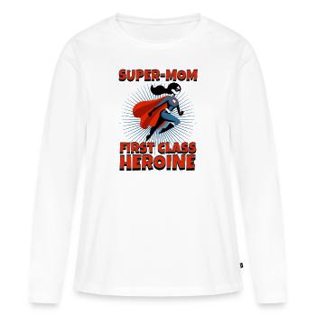 Super-Mom first class heroine - Women's Premium Organic Long Sleeve Shirt - white - Front - Julia (174cm)