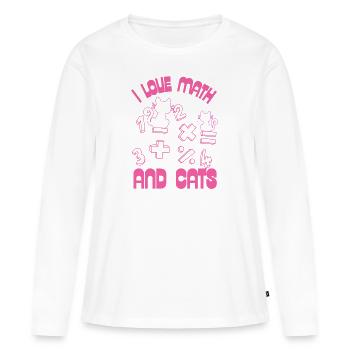Ich liebe Mathe und Katzen - Frauen Premium Bio Langarmshirt - Weiß - Vorne - Julia (174cm)