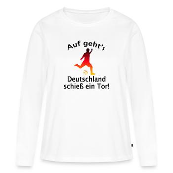 Deutschland schieß ein Tor - Frauen Premium Bio Langarmshirt - Weiß - Vorne - Julia (174cm)
