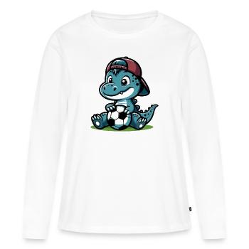 DINO - Frauen Premium Bio Langarmshirt - Weiß - Vorne - Julia (174cm)