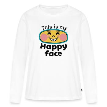 DAS IST MEIN GLÜCKLICHES GESICHT - Frauen Premium Bio Langarmshirt - Weiß - Vorne - Julia (174cm)