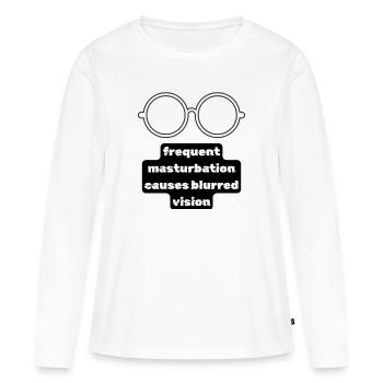 La masturbation fréquente rend floue - T-shirt manches longues Premium bio Femme - blanc - Devant - Julia (174cm)