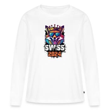 Suisse 2024 Vacances Fuchs Swiss - T-shirt manches longues Premium bio Femme - blanc - Devant - Julia (174cm)