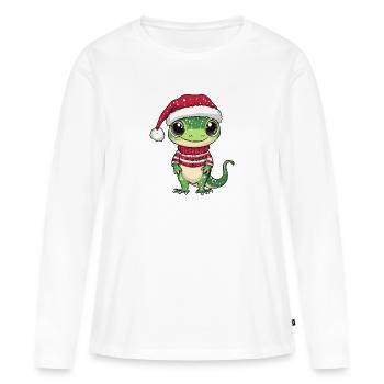Echse Weihnachten - Frauen Premium Bio Langarmshirt - Weiß - Vorne - Julia (174cm)