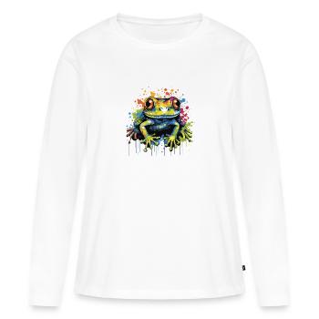 Grenouille Pop Art - T-shirt manches longues Premium bio Femme - blanc - Devant - Julia (174cm)