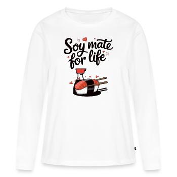 Geschenkidee lustig Zitat Design Sushi Soja Soße - Frauen Premium Bio Langarmshirt - Weiß - Vorne - Julia (174cm)