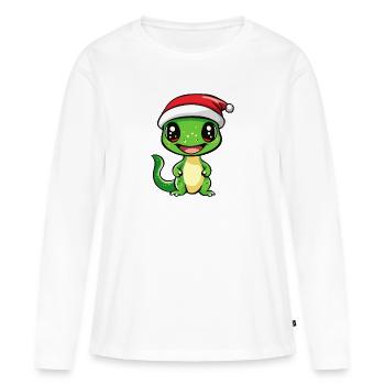 Echse Weihnachten - Frauen Premium Bio Langarmshirt - Weiß - Vorne - Julia (174cm)