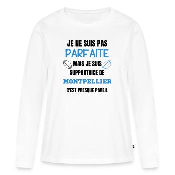 Supportrice Parfaite Montpellier Rugby - T-shirt manches longues Premium bio Femme - blanc - Devant - Julia (174cm)