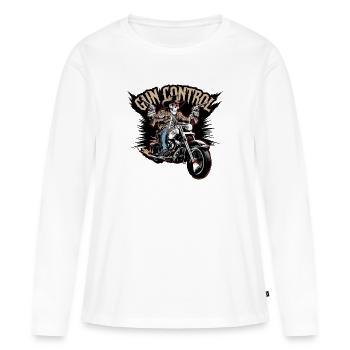 KONTROLLE DER SCHÄDELWAFFE - Frauen Premium Bio Langarmshirt - Weiß - Vorne - Julia (174cm)