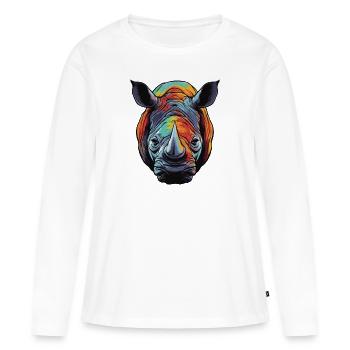 Nashorn Portrait - Frauen Premium Bio Langarmshirt - Weiß - Vorne - Julia (174cm)