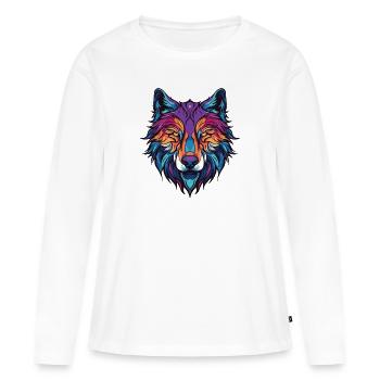 Wolf Portrait - Frauen Premium Bio Langarmshirt - Weiß - Vorne - Julia (174cm)