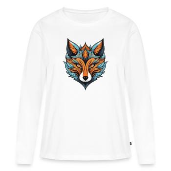 Fuchs Portrait - Frauen Premium Bio Langarmshirt - Weiß - Vorne - Julia (174cm)