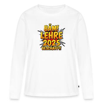 Bäm Lehre Geschafft 2025 - Frauen Premium Bio Langarmshirt - Weiß - Vorne - Julia (174cm)