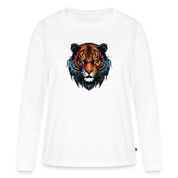 Tiger Portrait - Frauen Premium Bio Langarmshirt - Weiß - Vorne - Julia (174cm)