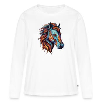 Pferd Portrait - Frauen Premium Bio Langarmshirt - Weiß - Vorne - Julia (174cm)
