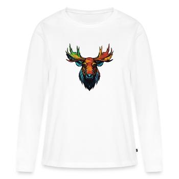 Elch Portrait - Frauen Premium Bio Langarmshirt - Weiß - Vorne - Julia (174cm)
