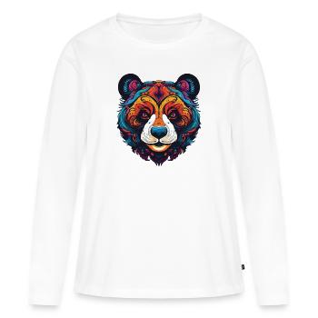 Panda Portrait - Frauen Premium Bio Langarmshirt - Weiß - Vorne - Julia (174cm)