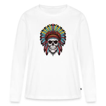 Apache Indianer Häuptling Totenkopf - Frauen Premium Bio Langarmshirt - Weiß - Vorne - Julia (174cm)