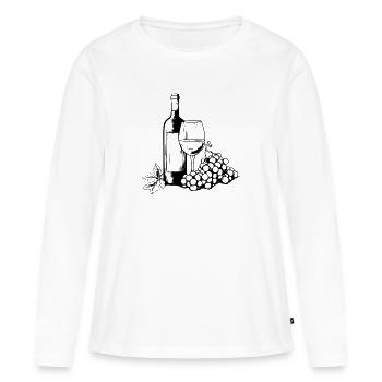 verre à vin vin raisins vin - T-shirt manches longues Premium bio Femme - blanc - Devant - Julia (174cm)