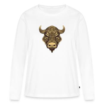 Taureau Portrait Taureau - T-shirt manches longues Premium bio Femme - blanc - Devant - Julia (174cm)