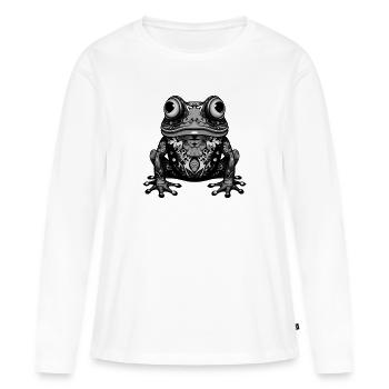 Frosch Portrait - Frauen Premium Bio Langarmshirt - Weiß - Vorne - Julia (174cm)