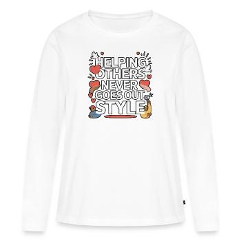 Compassion Humanité Motivation Empathie Gentillesse - T-shirt manches longues Premium bio Femme - blanc - Devant - Julia (174cm)