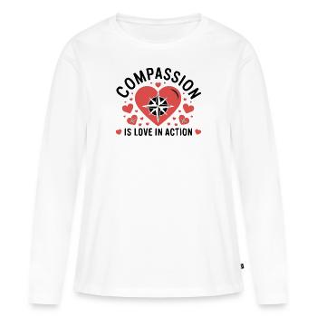 Compassion Humanité Motivation Empathie Gentillesse - T-shirt manches longues Premium bio Femme - blanc - Devant - Julia (174cm)