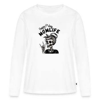 Happy f*cking Momlife - Frauen Premium Bio Langarmshirt - Weiß - Vorne - Julia (174cm)