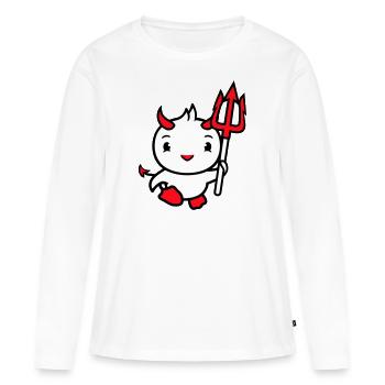 oiseau diable cornes satan trident enfer mal cool - T-shirt manches longues Premium bio Femme - blanc - Devant - Julia (174cm)