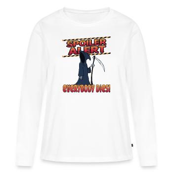 Alerte spoiler Tout le monde meurt - T-shirt manches longues Premium bio Femme - blanc - Devant - Julia (174cm)