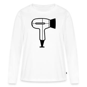 Seche cheveux - T-shirt manches longues Premium bio Femme - blanc - Devant - Julia (174cm)