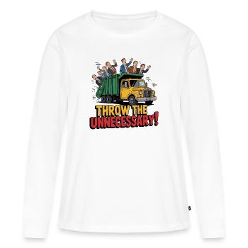 THROW THE UNNECESSARY - Women's Premium Organic Long Sleeve Shirt - white - Front - Julia (174cm)