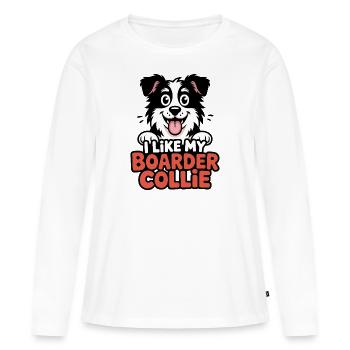 I like my Boarder Collie Hundeliebe - Frauen Premium Bio Langarmshirt - Weiß - Vorne - Julia (174cm)