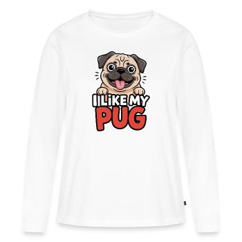 I like my Pug Hundeliebe - Frauen Premium Bio Langarmshirt - Weiß - Vorne - Julia (174cm)