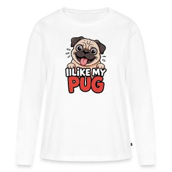 I like my Pug Hundeliebe - Frauen Premium Bio Langarmshirt - Weiß - Vorne - Julia (174cm)