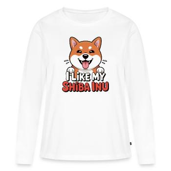 I like my Shiba Inu Hundeliebe - Frauen Premium Bio Langarmshirt - Weiß - Vorne - Julia (174cm)