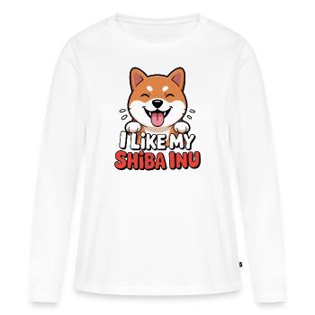 I like my Shiba Inu Hundeliebe - Frauen Premium Bio Langarmshirt - Weiß - Vorne - Julia (174cm)