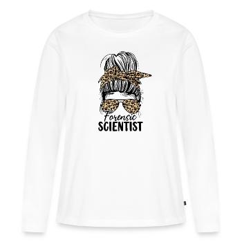 Forensiker Messy Bun Leopard Forensik - Frauen Premium Bio Langarmshirt - Weiß - Vorne - Julia (174cm)