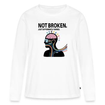 Pas cassé – juste câblé différemment - T-shirt manches longues Premium bio Femme - blanc - Devant - Julia (174cm)