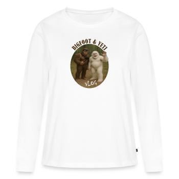 Bigfoot et yéti vlog Mème drôle - T-shirt manches longues Premium bio Femme - blanc - Devant - Julia (174cm)