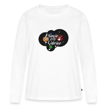 La musique est mon Sauveur - T-shirt manches longues Premium bio Femme - blanc - Devant - Julia (174cm)