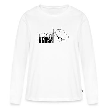ÉQUIPE Lithuan Hound Dogs Chasse Chien de chasse Wilsigns - T-shirt manches longues Premium bio Femme - blanc - Devant - Julia (174cm)