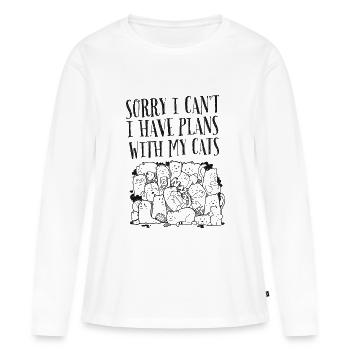 Sorry I Can't I Have Plans With My Cats - Frauen Premium Bio Langarmshirt - Weiß - Vorne - Julia (174cm)