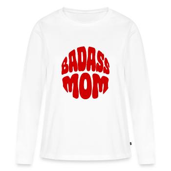Maman badass - T-shirt manches longues Premium bio Femme - blanc - Devant - Julia (174cm)