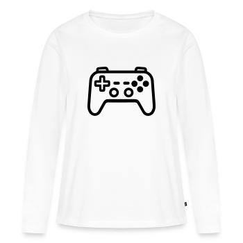 manette de jeux vidéo - T-shirt manches longues Premium bio Femme - blanc - Devant - Julia (174cm)