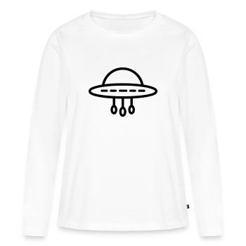 soucoupe volante - T-shirt manches longues Premium bio Femme - blanc - Devant - Julia (174cm)