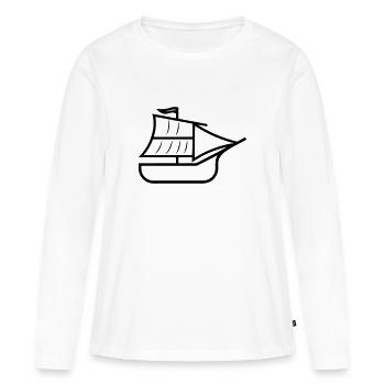 Bateau pirate - T-shirt manches longues Premium bio Femme - blanc - Devant - Julia (174cm)
